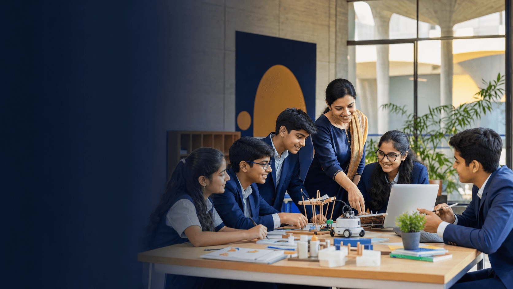 Indian students and teacher collaborating on future-ready projects